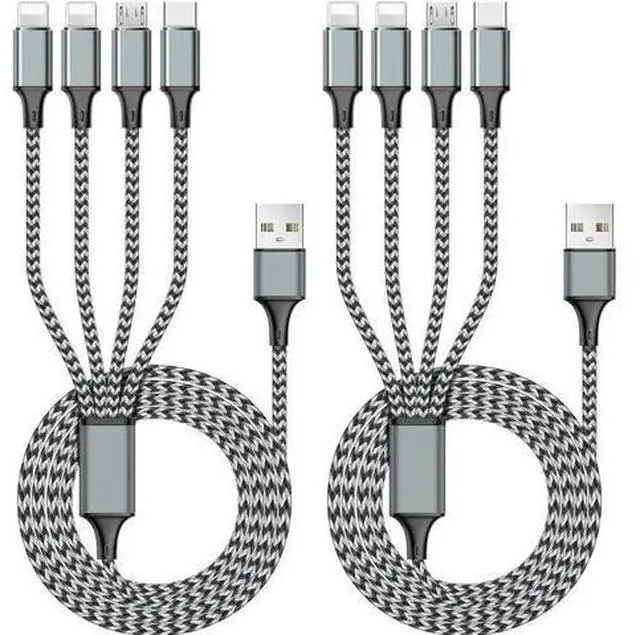 Main image of Puxnoin Multi Charging Cable 6FT 2Pack Multi Charger Cable 4 in 1 Universal Multiple USB Cable Fast Charging Cord with Type-C, Micro USB Port for Most Cell Phone, Tablets