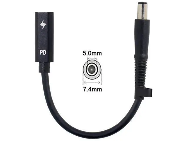 Alt view image 6 of 7 - Type C USB-C Female Input to DC Power PD Charge Cable fit for Laptop 18-20V (7.4x5.0mm)