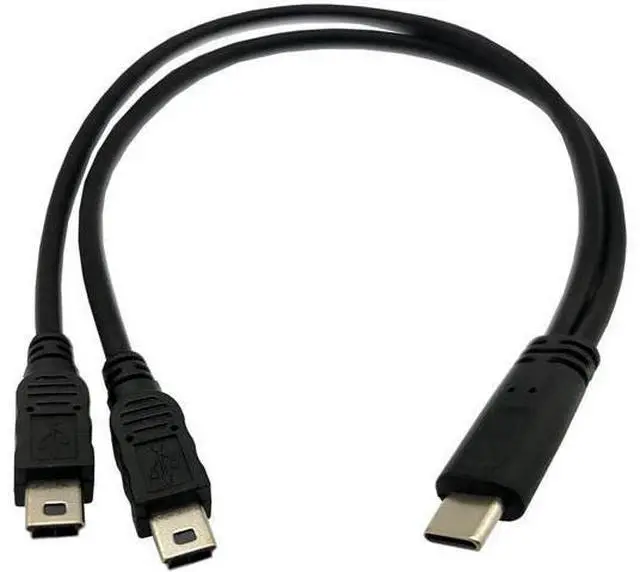 Alt view image 4 of 4 - USB Type C Male to 2* Mini USB Male Y Splitter Extension Charging Cable (1 Feet, Only for Charging)