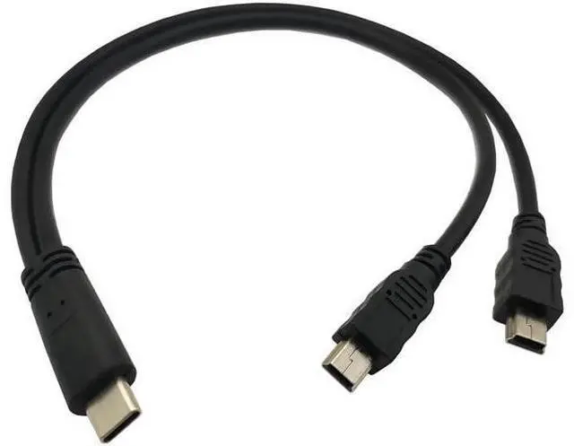 Main image of USB Type C Male to 2* Mini USB Male Y Splitter Extension Charging Cable (1 Feet, Only for Charging)