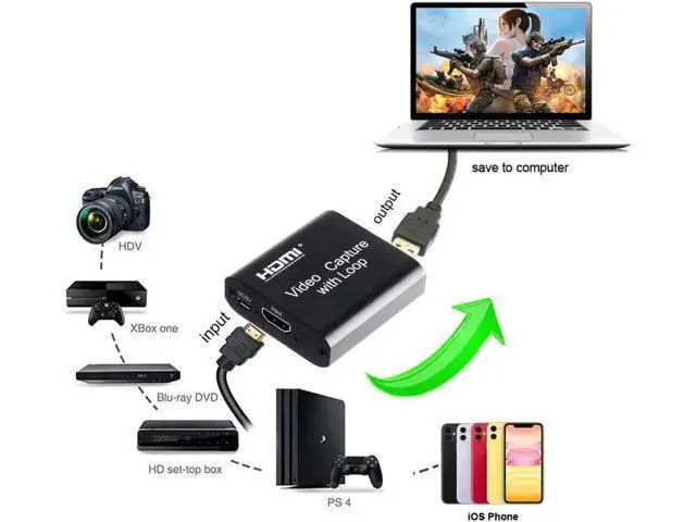Alt view image 3 of 7 - 4K HDMI Video Capture Card 1080p Board Game Capture Card USB 2.0 Recorder Box Device for Live Streaming Video Recording Loop Out