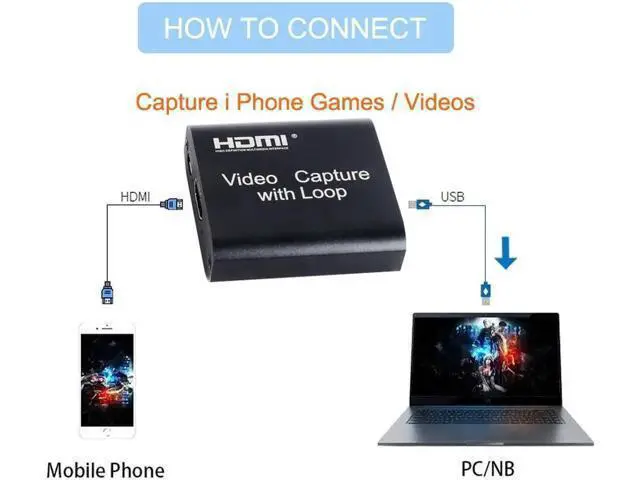 Alt view image 6 of 7 - 4K HDMI Video Capture Card 1080p Board Game Capture Card USB 2.0 Recorder Box Device for Live Streaming Video Recording Loop Out