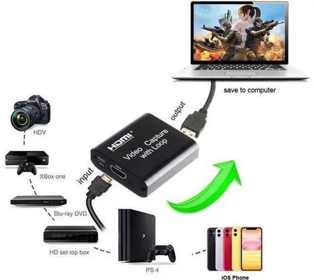 Alt view image 3 of 7 - 4K HDMI Video Capture Card 1080p Board Game Capture Card USB 2.0 Recorder Box Device for Live Streaming Video Recording Loop Out