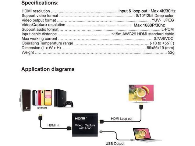 Alt view image 5 of 7 - 4K HDMI Video Capture Card 1080p Board Game Capture Card USB 2.0 Recorder Box Device for Live Streaming Video Recording Loop Out