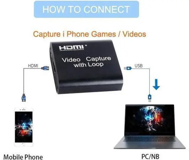 Alt view image 6 of 7 - 4K HDMI Video Capture Card 1080p Board Game Capture Card USB 2.0 Recorder Box Device for Live Streaming Video Recording Loop Out