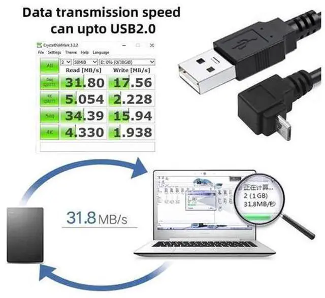 Alt view image 7 of 7 - Up Angled 90 Degree Micro USB 2.0 Type 5Pin to USB 2.0 Type-A Data Charge Cable 480Mbps Data for Phone Tablet Computer Camera (10cm)
