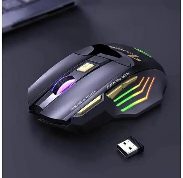 Alt view image 2 of 7 - Dual Mode Wireless Gaming Mouse, Rechargeable USB 2.4G + Bluetooth 5.1 Wireless Mice, with 7-Color Rainbow Luminous, 3 adjustable DPI levels(up to 3200 dpi), Optical Effect Gaming Mice (Classic Black)