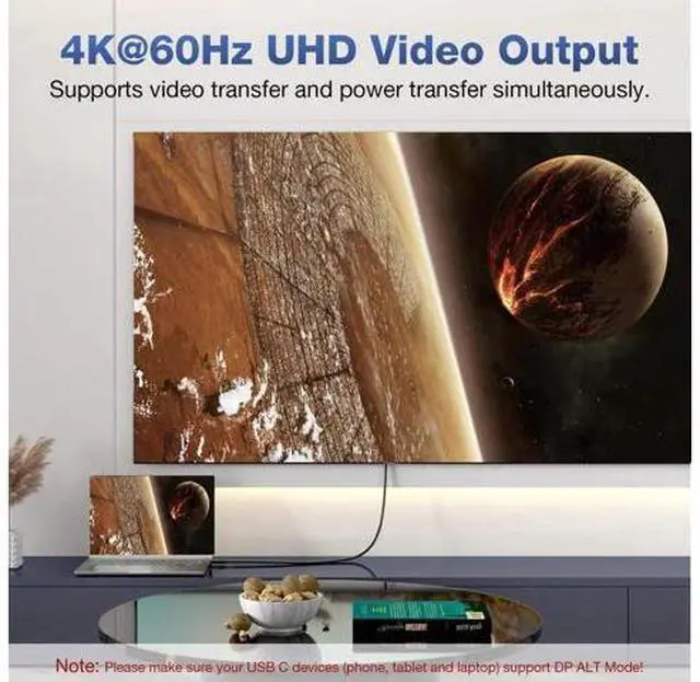 Alt view image 7 of 7 - 3FT USB C 3.2 Gen2 48V/5A PD3.1 Cable, 4K@60Hz Video Output, Supports Thunderbolt 3 for MacBook Pro