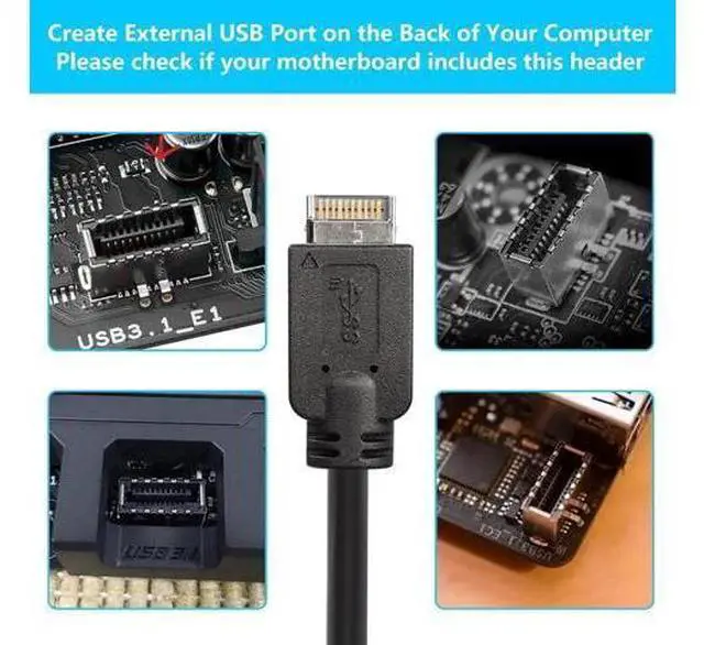 Alt view image 3 of 6 - USB 3.1 Type E to USB 3.0 A Extension Cable, USB 3.1 Front Panel Type E to USB A 3.0 Conversion Cable, Type E 3.1 Male Extension Cable for Computer 0.5M (USB to Type-E)