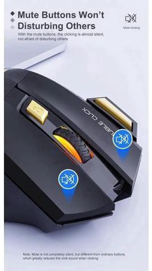 Alt view image 5 of 7 - Dual Mode Wireless Gaming Mouse, Rechargeable USB 2.4G + Bluetooth 5.1 Wireless Mice, with 7-Color Rainbow Luminous, 3 adjustable DPI levels(up to 3200 dpi), Optical Effect Gaming Mice (Classic Black)