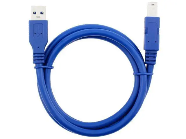 Alt view image 3 of 7 - USB 3.0 Cable - Type A-Male to Type B-Male - 3 Feet (1 Meter) - Round Blue