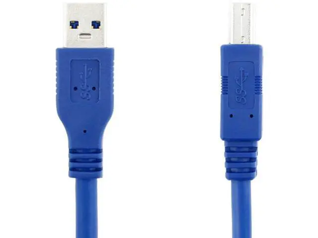 Alt view image 7 of 7 - USB 3.0 Cable - Type A-Male to Type B-Male - 3 Feet (1 Meter) - Round Blue