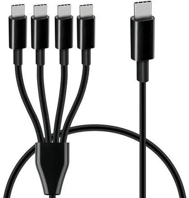 Main image of Short USB C Splitter Multi Charging Cable, USB C Male to 4 Type-C Male Charge Cable, 4 in 1 Charging Cord Compatible with Mobile/Android and More (Black-0.5m-4C)