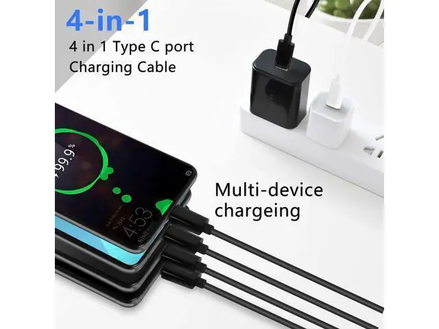 Alt view image 2 of 6 - Short USB C Splitter Multi Charging Cable, USB C Male to 4 Type-C Male Charge Cable, 4 in 1 Charging Cord Compatible with Mobile/Android and More (Black-0.5m-4C)