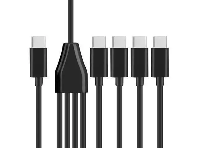 Alt view image 4 of 6 - Short USB C Splitter Multi Charging Cable, USB C Male to 4 Type-C Male Charge Cable, 4 in 1 Charging Cord Compatible with Mobile/Android and More (Black-0.5m-4C)