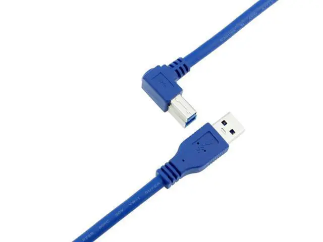 Alt view image 3 of 5 - USB 3.0 Cable - Type A-Male to Right Angle Type B-Male Printer Scanner Cord - 2 Feet (0.6 Meters) - Round Blue