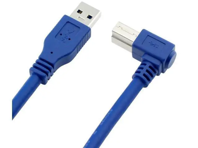 Alt view image 2 of 5 - USB 3.0 Cable - Type A-Male to Right Angle Type B-Male Printer Scanner Cord - 2 Feet (0.6 Meters) - Round Blue