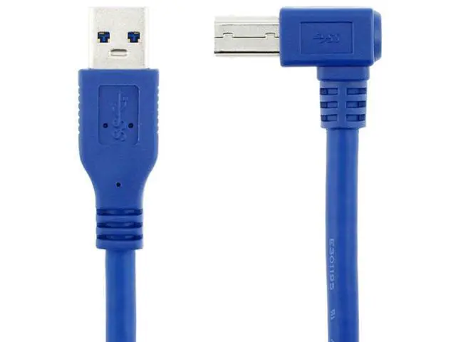 Alt view image 5 of 5 - USB 3.0 Cable - Type A-Male to Right Angle Type B-Male Printer Scanner Cord - 2 Feet (0.6 Meters) - Round Blue