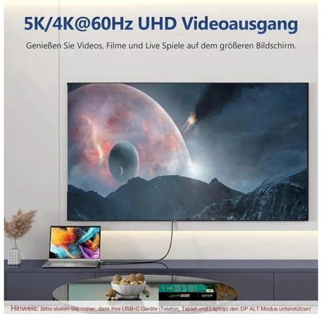 Alt view image 6 of 7 - 1.6FT USB C 3.2 Gen2 48V/5A PD3.1 Cable, 4K@60Hz Video Output, Supports Thunderbolt 3 for MacBook Pro