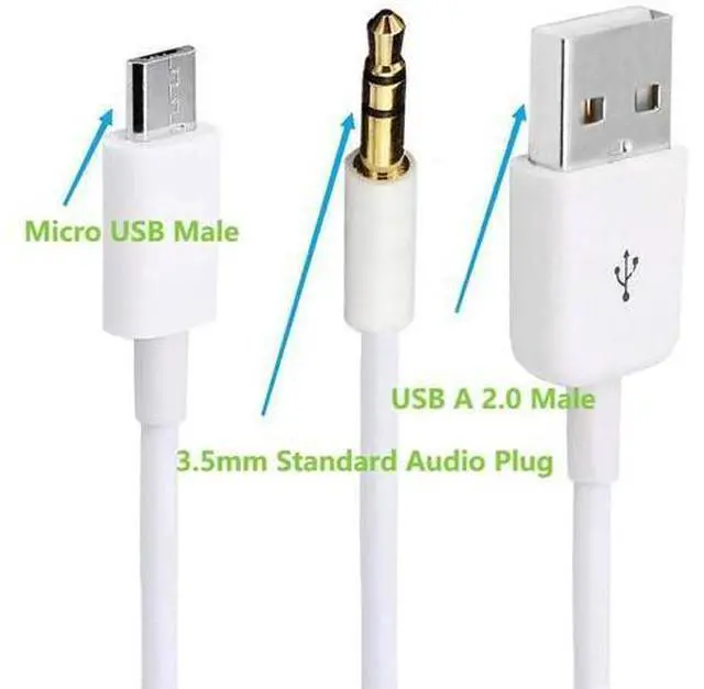 Alt view image 2 of 7 - Audio Charging Cable 2 in1 Aux Cord Micro USB Male to USB Male 3.5mm Aux Standard Audio Plug Jack Connection Cable for Bluetooth Speaker with Micro USB Port 3.28Ft