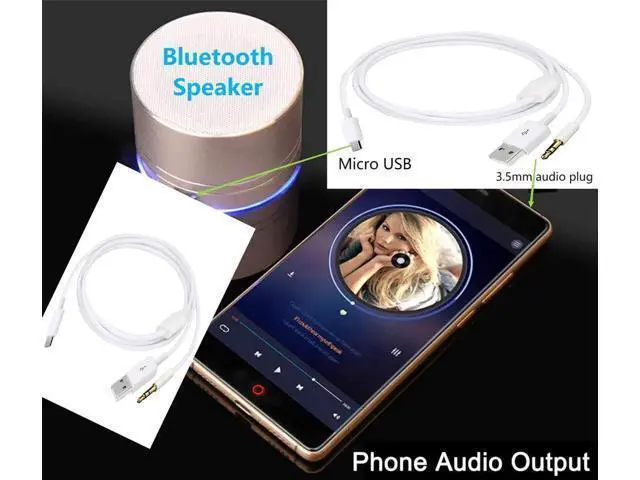 Alt view image 5 of 7 - Audio Charging Cable 2 in1 Aux Cord Micro USB Male to USB Male 3.5mm Aux Standard Audio Plug Jack Connection Cable for Bluetooth Speaker with Micro USB Port 3.28Ft
