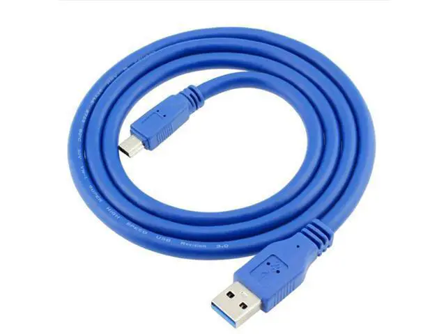 Alt view image 2 of 4 - USB 3.0 Cable - Type A-Male to Mini B 10-Pin Male - 1.8 Meters (6 Feet) - Round Blue