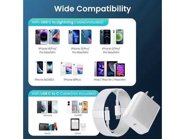 Alt view image 3 of 7 - USB C Charger Phone Charger Fast Charging 3Pack 20W Type C Wall Charger Block with 6FT Long USB C to Lightning Cable Compatible for iPhone 14Pro/13 Pro/12/12 Pro Max/11/XS Max/XS/XR/X/8