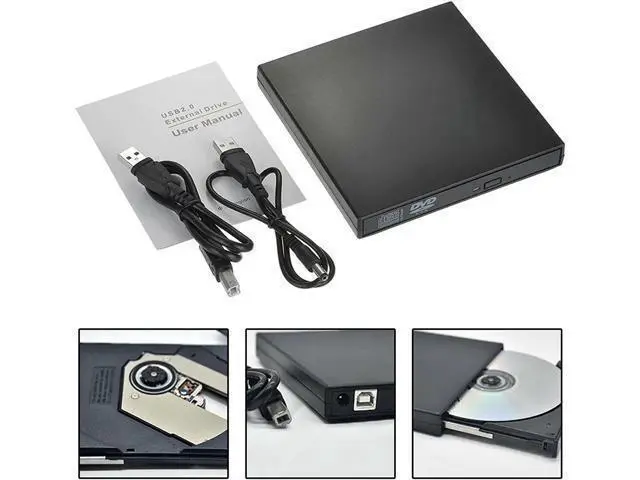 Alt view image 7 of 7 - CD/DVD Drive, USB 2.0 Slim Protable External CD-RW Drive CD Burner DVD-R Reader Player for Laptop Notebook PC Desktop Computer, Black