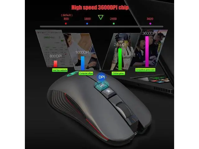 Alt view image 6 of 7 - 2.4G USB-C Wireless Mouse Rechargeable Gaming Mouse 3600DPI 7 Button Type-c Mute Mice for Macbook Laptop PC Game Mouse