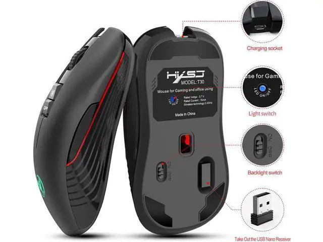 Alt view image 7 of 7 - 2.4G USB-C Wireless Mouse Rechargeable Gaming Mouse 3600DPI 7 Button Type-c Mute Mice for Macbook Laptop PC Game Mouse
