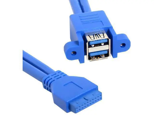 Alt view image 2 of 7 - Stackable USB 3.0 Female Panel Type to Motherboard 19Pin 20Pin Header Cable 5Gbps Dual Ports 50cm