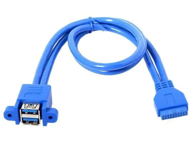 Alt view image 7 of 7 - Stackable USB 3.0 Female Panel Type to Motherboard 19Pin 20Pin Header Cable 5Gbps Dual Ports 50cm