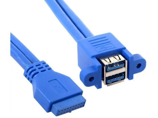Alt view image 6 of 7 - Stackable USB 3.0 Female Panel Type to Motherboard 19Pin 20Pin Header Cable 5Gbps Dual Ports 50cm