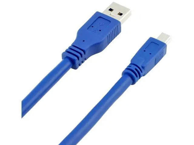 Alt view image 2 of 5 - SuperSpeed USB 3.0 Blue Cable - Type A-Male to Mini B 10-Pin Male - 1 Meter (3 Feet) - Round Blue