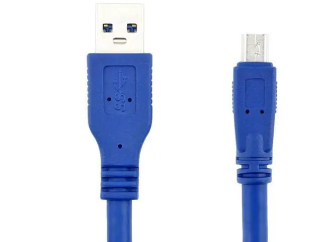 Alt view image 3 of 5 - SuperSpeed USB 3.0 Blue Cable - Type A-Male to Mini B 10-Pin Male - 1 Meter (3 Feet) - Round Blue