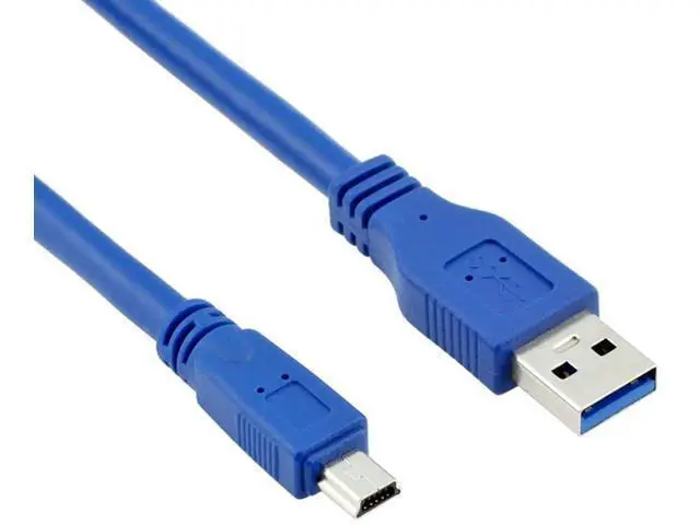Alt view image 4 of 5 - SuperSpeed USB 3.0 Blue Cable - Type A-Male to Mini B 10-Pin Male - 1 Meter (3 Feet) - Round Blue