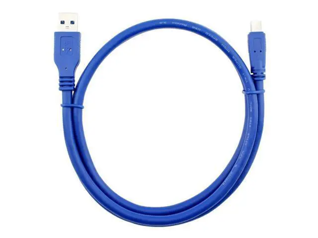 Alt view image 5 of 5 - SuperSpeed USB 3.0 Blue Cable - Type A-Male to Mini B 10-Pin Male - 1 Meter (3 Feet) - Round Blue