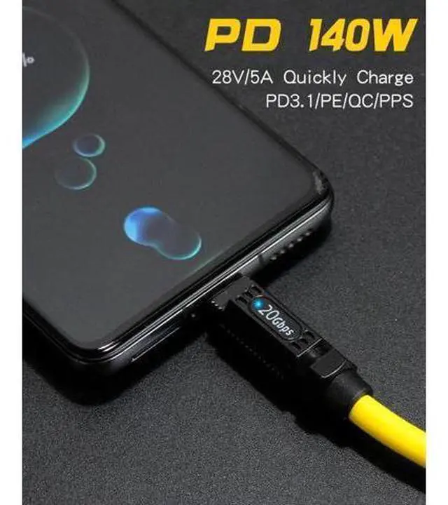 Alt view image 5 of 6 - Short USB C to USB C Cable 7.8inch, 140W PD Fast Charging, 20Gbps Data Transfer, 8K@60Hz Silicone Type C Charger Cable Compatible with iPhone Android Galaxy S23, Yellow