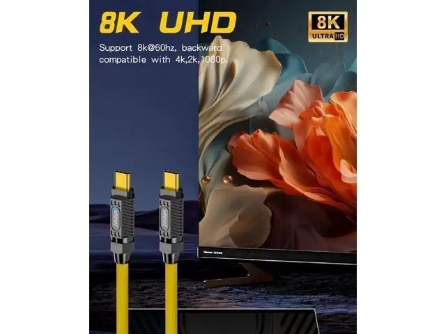 Alt view image 6 of 6 - Short USB C to USB C Cable 7.8inch, 140W PD Fast Charging, 20Gbps Data Transfer, 8K@60Hz Silicone Type C Charger Cable Compatible with iPhone Android Galaxy S23, Yellow