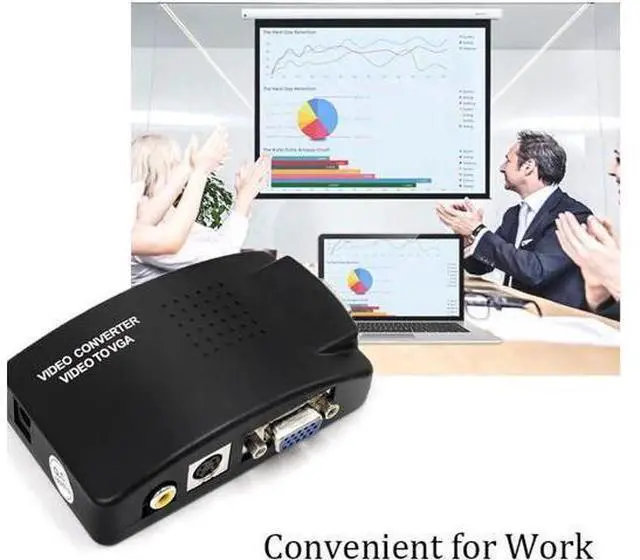 Alt view image 4 of 7 - AV to VGA Adapter RCA VGA Converter PC Laptop Video TV RCA Composite S-Video AV In To PC VGA LCD Out Converter Switch Box Black