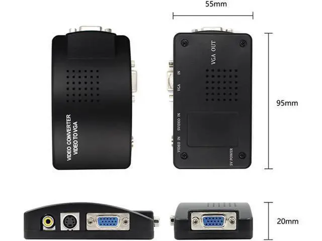 Alt view image 5 of 7 - AV to VGA Adapter RCA VGA Converter PC Laptop Video TV RCA Composite S-Video AV In To PC VGA LCD Out Converter Switch Box Black