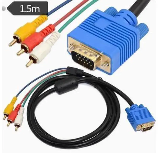 Main image of Copper core wire VGA 15P male /3RCA male nickel-plated color difference Computer TV projector connection wire single magnetic ring