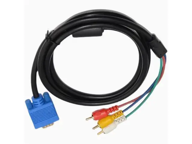 Alt view image 2 of 5 - Copper core wire VGA 15P male /3RCA male nickel-plated color difference Computer TV projector connection wire single magnetic ring