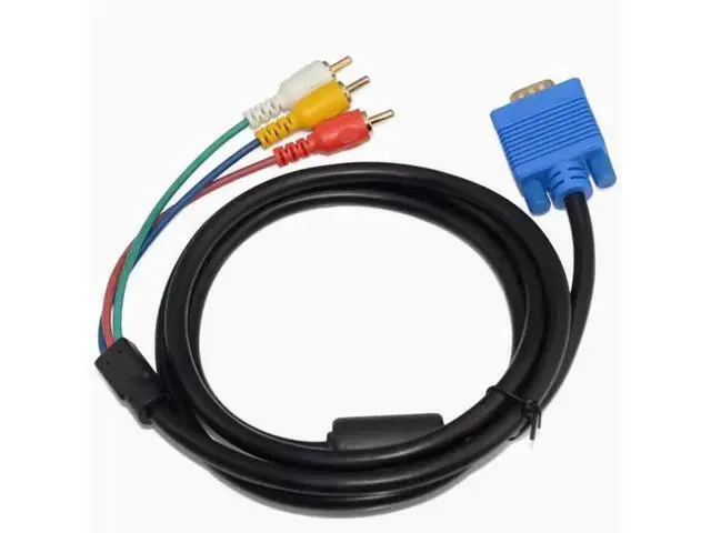 Alt view image 3 of 5 - Copper core wire VGA 15P male /3RCA male nickel-plated color difference Computer TV projector connection wire single magnetic ring