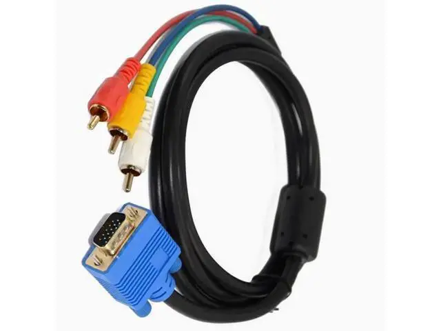 Alt view image 4 of 5 - Copper core wire VGA 15P male /3RCA male nickel-plated color difference Computer TV projector connection wire single magnetic ring