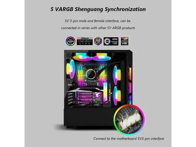 Alt view image 2 of 7 - 5V 3Pin ARGB VGA Bracket 12pcs LED Vertical GPU Support RGB Computer Graphics Video Card Stand Holder PC Accessories