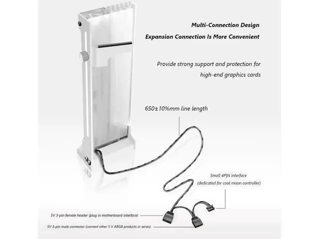 Alt view image 4 of 7 - 5V 3Pin ARGB VGA Bracket 12pcs LED Vertical GPU Support RGB Computer Graphics Video Card Stand Holder PC Accessories