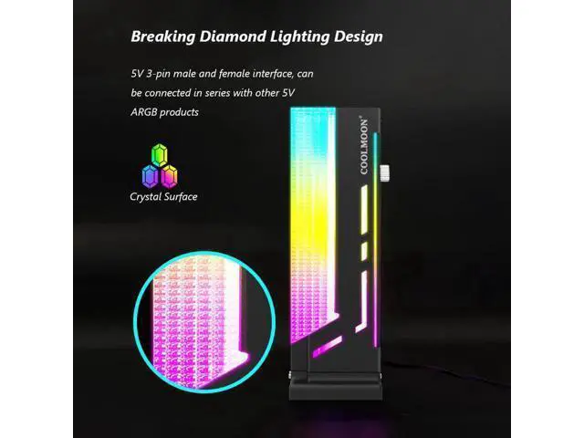Alt view image 3 of 7 - 5V 3Pin ARGB VGA Bracket 12pcs LED Vertical GPU Support RGB Computer Graphics Video Card Stand Holder PC Accessories