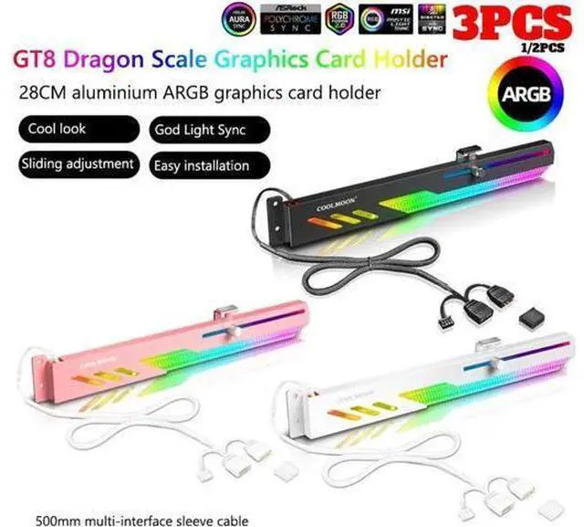 Main image of GT8 Graphics Card Bracket 5V ARGB LED Light Bar Synchronous Horizontal Chassis GPU Support VGA Holder Video Card Stand