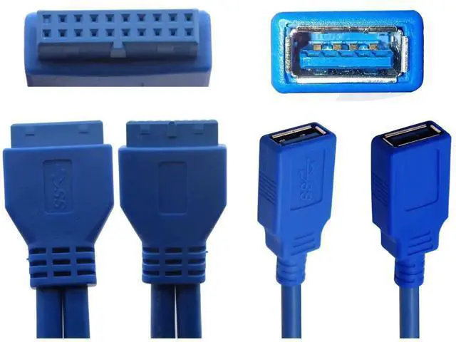 Alt view image 2 of 7 - 20 Pin Y Splitter Cable Dual Port USB 3.0 A Female to 20 Pin Female Motherboard Header Cable for USB Ports Directly to Computer Motherboard Backward Compatible with USB 2.0/1.0 (30cm-USB F)